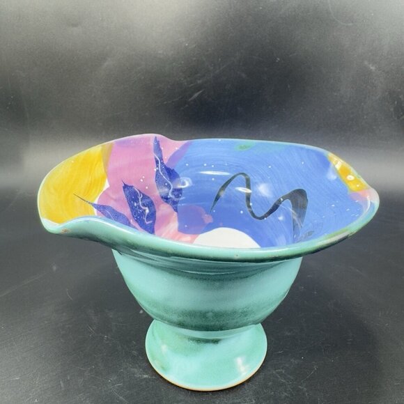 Italian Art Pottery Footed Dish Bowl Container Hand Made RedWare Made In Italy - Picture 9 of 14